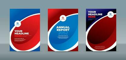 Abstract ellipse and curve with red and blue color background. A4 size book cover template for annual report, magazine, booklet, proposal, portfolio, brochure, poster vector