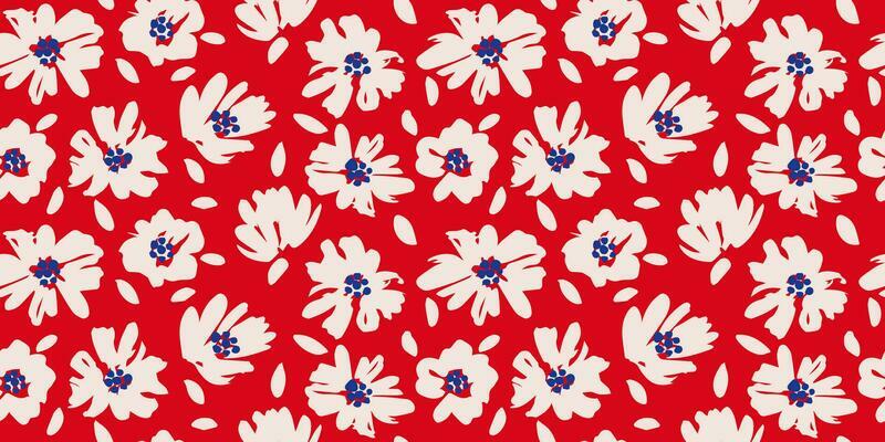 Hand drawn flowers, seamless patterns with floral for fabric, textiles, clothing, wrapping paper, cover, banner, interior decor, abstract backgrounds.