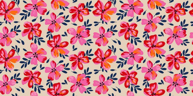 Hand drawn flowers, seamless patterns with floral for fabric, textiles, clothing, wrapping paper, cover, banner, interior decor, abstract backgrounds.