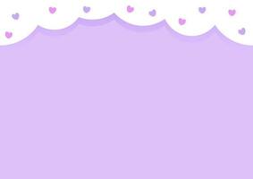 Purple background with a seamless white border on top and hearts vector