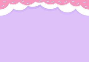 Purple background with a round pink border on top and donut-like sprinkles vector