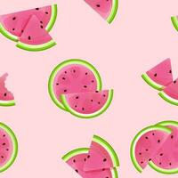 Seamless pattern of juicy pieces of watermelon on a pink background vector