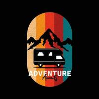 Adventure awaits tshirt design vector