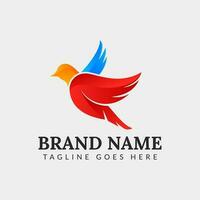 Abstract colorful dove bird logo, multicolor gradient, pigeon wings vector logotype