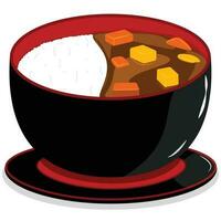 Bowl of Curry Rice - Vector Illustration