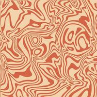 Trippy wavy pattern in red and beige color. Abstract retro groovy background. Psychedelic swirl backdrop in 70s style. Square vector cover for social media post. Hippie aesthetic art
