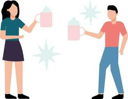 Boy and girl toasting smoothies. vector