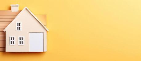 A paper model of a house on a yellow background created with technology photo