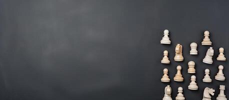 A group of chess pieces sitting on top of a table created with technology photo