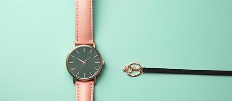 A watch sitting on top of a pink leather strap created with technology photo