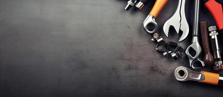 A variety of tools laid out on a table created with technology photo