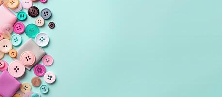 A bunch of different colored buttons on a blue background created with technology photo