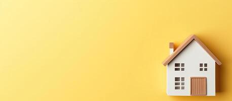 A white house shaped like a house on a yellow background created with technology photo