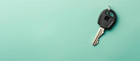 A car key on a green background created with Generative AI technology photo