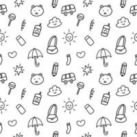 doodle back to school concept hand drawn seamless pattern bg vector