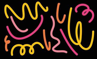 Line doodle. abstract squiggle style handdrawn isolated on black background vector