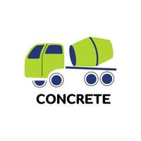 Concrete mixer truck construction vehicle for logo and icon vector