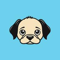 cute pug avatar with blue background vector