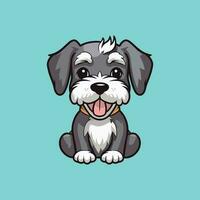 negro miniatura Schnauzer perro sentado vector