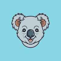 Cute koala face isolated on blue background vector