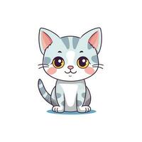 linda kawaii gato clipart en blanco antecedentes vector