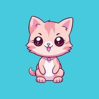 Cute pink cat cartoon vector