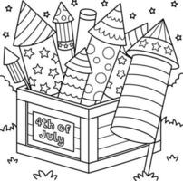 4th of July Fireworks Coloring Page for Kids vector