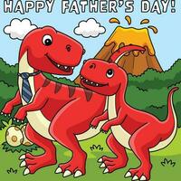 Happy Fathers Day T Rex Colored Cartoon vector
