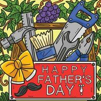 Happy Fathers Day Toolbox Colored Cartoon vector