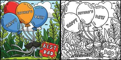 Happy Fathers Day Balloons Coloring Illustration vector