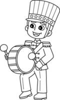 4th of July Boy Playing Drum Isolated Coloring vector