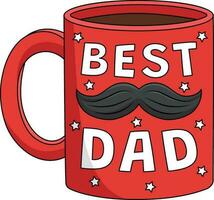 Best Dad Mug Cartoon Colored Clipart Illustration vector