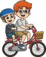 padre y hijo montando un bicicleta dibujos animados clipart vector