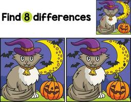 Vampire Cat Halloween Find The Differences vector