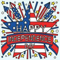 4th Of July Happy Independence Day Colored Cartoon vector