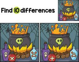 Witch Cauldron Halloween Find The Differences vector