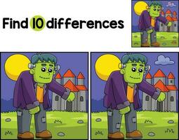 Frankenstein Halloween Find The Differences vector