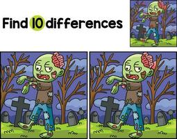 Zombie Halloween Find The Differences vector