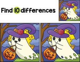 Ghost Witch Halloween Find The Differences vector