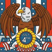 4th Of July American Eagle Ribbon Colored Cartoon vector