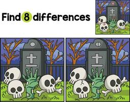 Skull and Tomb Halloween Find The Differences vector