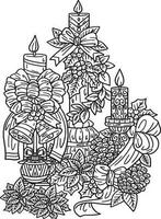 Christmas Candle Holder Isolated Adults Coloring vector