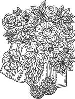 Christmas Bouquet Isolated Adults Coloring Page vector