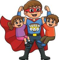 padres día súper papá dibujos animados de colores clipart vector