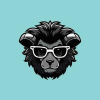 Black merino sheep head sport mascot design vector