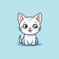 un linda blanco gatito en cielo azul antecedentes vector