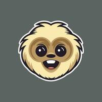 sticker of gibbon face on grey background vector
