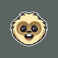 sticker of gibbon face on grey background vector