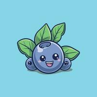 Vector illustration of cute blueberry with a smiling expression