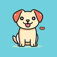 sencillo kawaii perro sentado vector ilustración